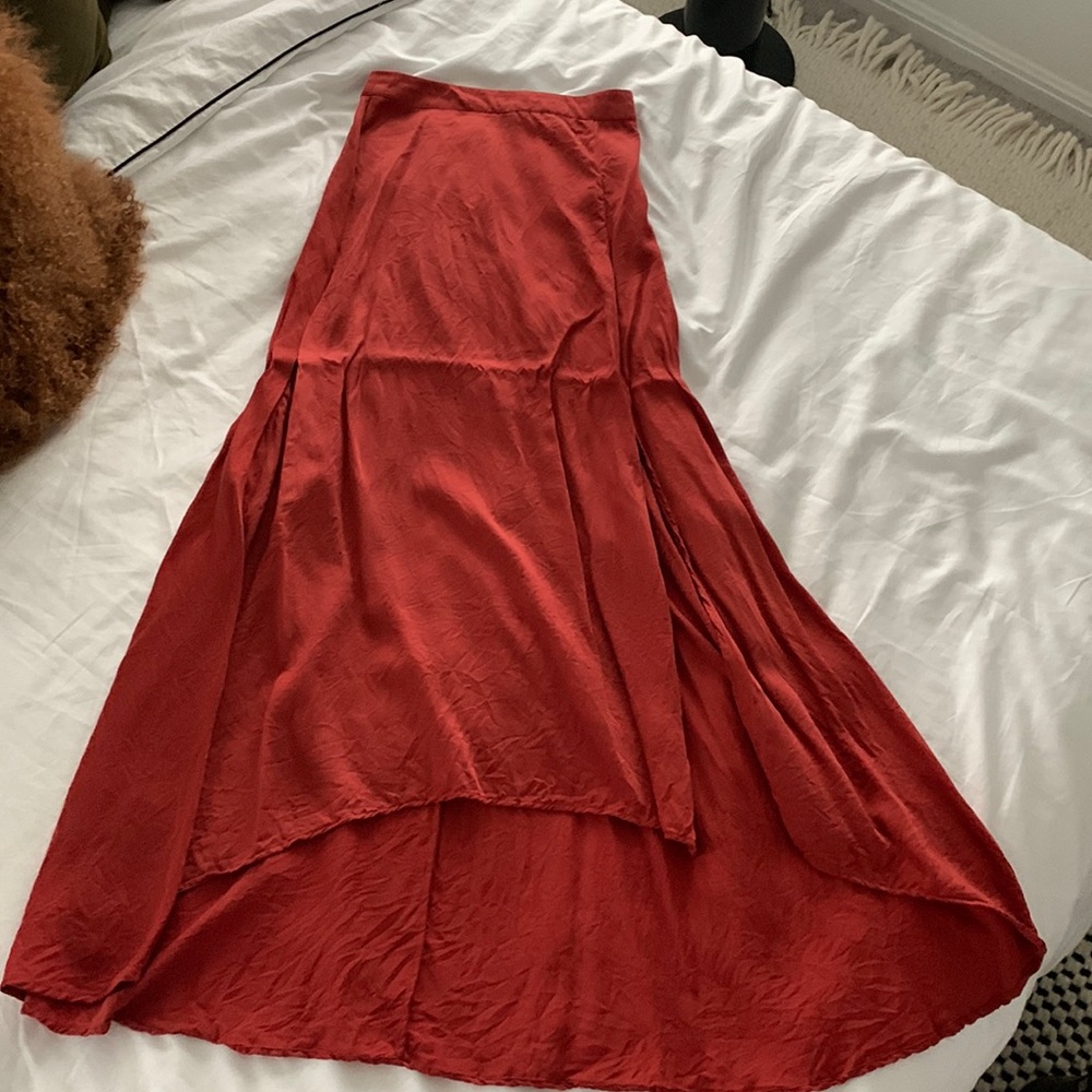 BCBG Maxazria, high-Low maxi skirt, XXS, dark orange